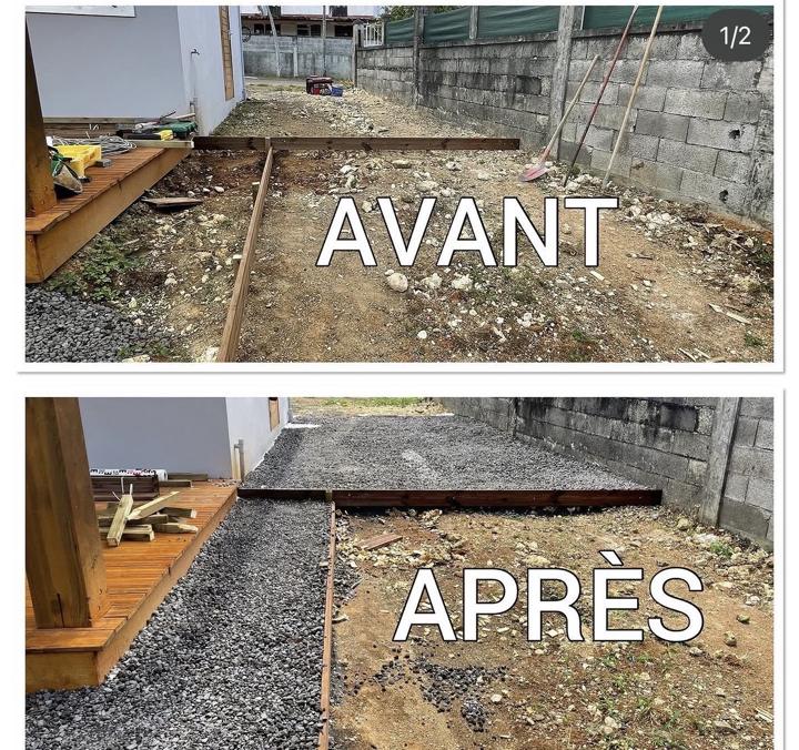 Allée en gravier, avant et après, par SL CONCEPT BTP