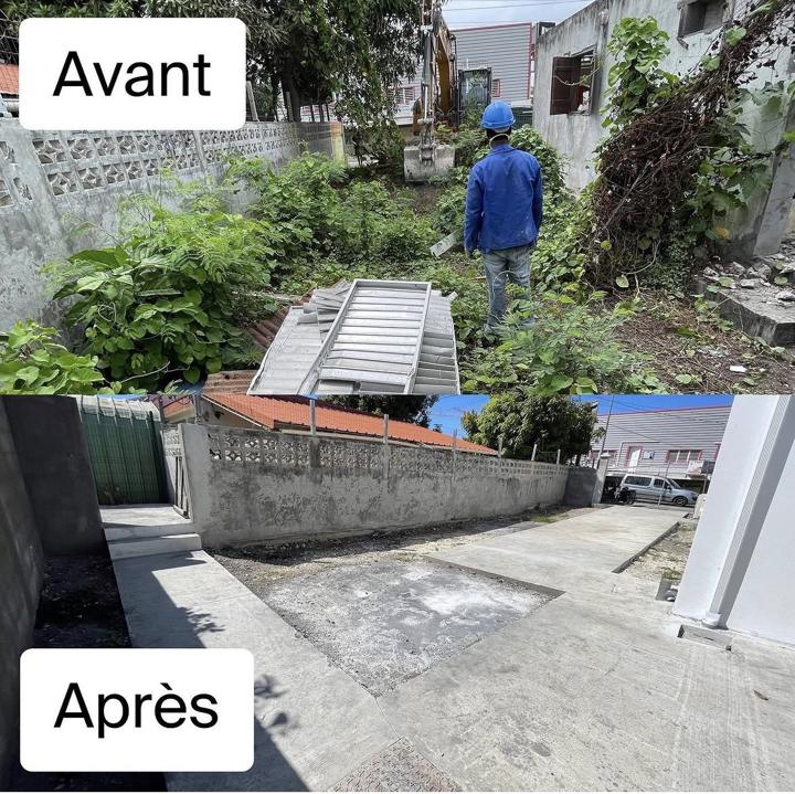 Allée en béton, avant et après, par SL CONCEPT BTP